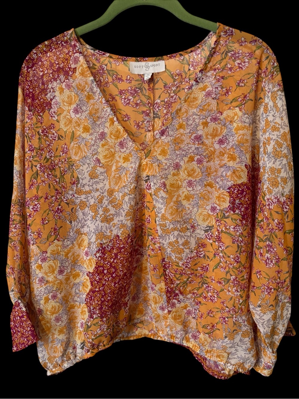 Floral V-Neck Blouse in Mustard Multi